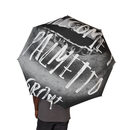 "Welcome" Jacquard logo Semi-Automatic Foldable Umbrella